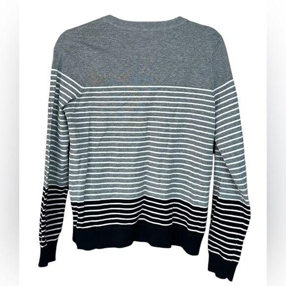 Eddie Bauer Striped Cardigan Sweater - Black Gray White. Button Closure. Size S - Picture 2 of 6